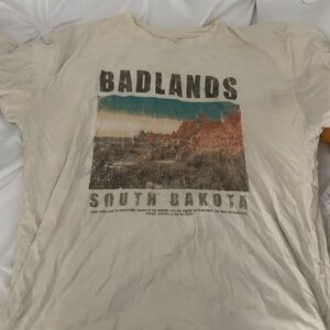 Cream Short Sleeve Tee with Badlands Graphic